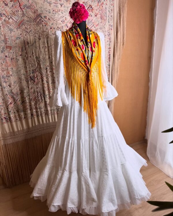 Traje de Flamenca Modelo Villamanrique BLANCO